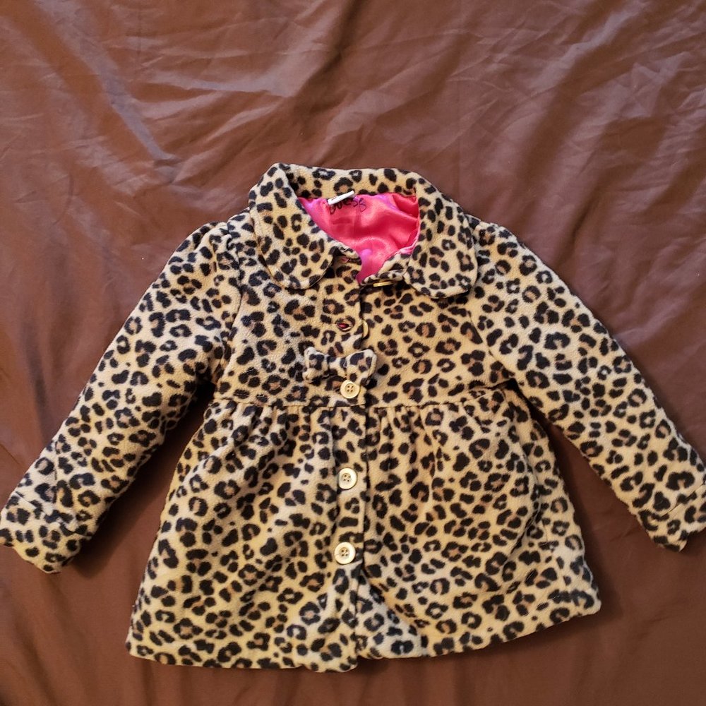 kids animal print leopard pea coat 4T